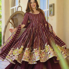 Heavy Faux Georgette And Multi Coloured Embroidery Work Anarkali Suit