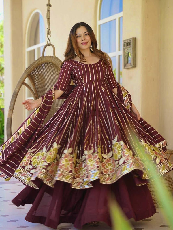 Heavy Faux Georgette And Multi Coloured Embroidery Work Anarkali Suit