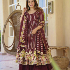 Heavy Faux Georgette And Multi Coloured Embroidery Work Anarkali Suit