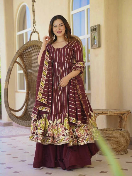 Heavy Faux Georgette And Multi Coloured Embroidery Work Anarkali Suit