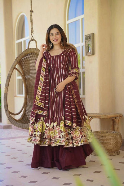 Heavy Faux Georgette And Multi Coloured Embroidery Work Anarkali Suit