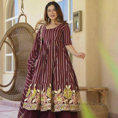 Heavy Faux Georgette And Multi Coloured Embroidery Work Anarkali Suit