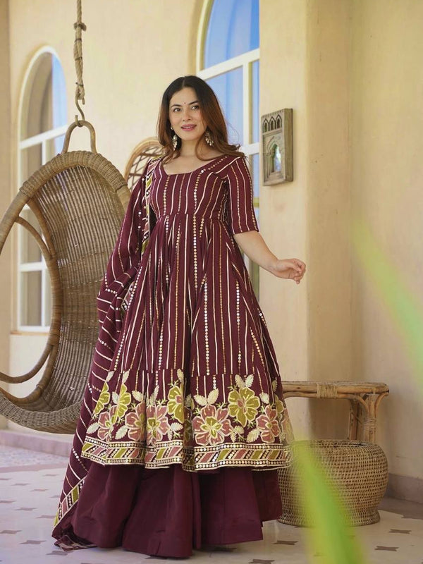 Heavy Faux Georgette And Multi Coloured Embroidery Work Anarkali Suit