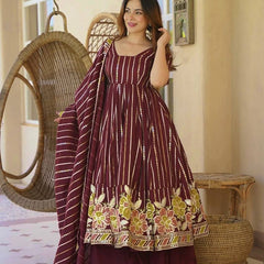 Heavy Faux Georgette And Multi Coloured Embroidery Work Anarkali Suit