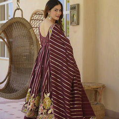 Heavy Faux Georgette And Multi Coloured Embroidery Work Anarkali Suit