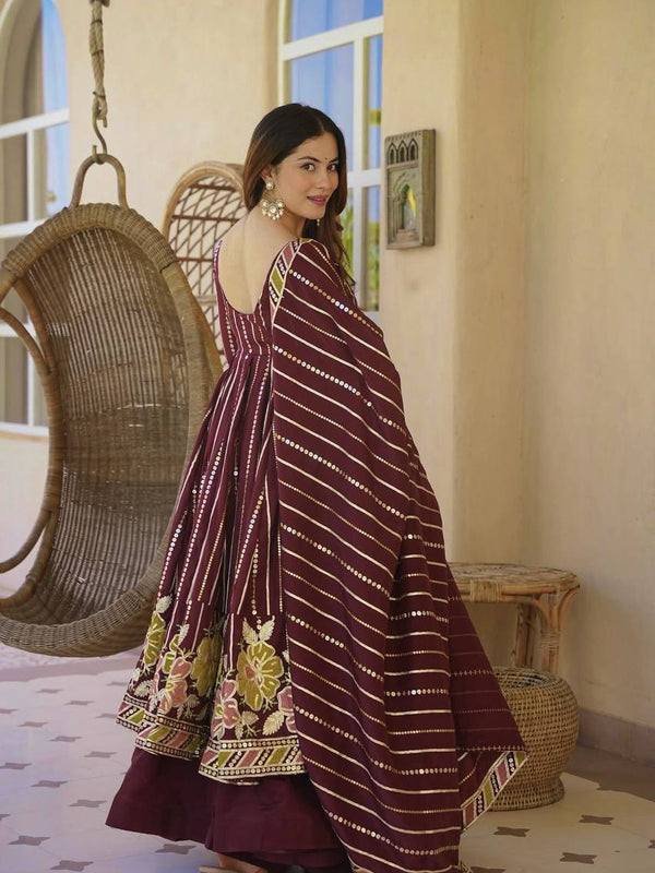 Heavy Faux Georgette And Multi Coloured Embroidery Work Anarkali Suit