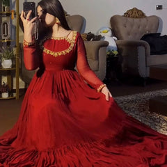 Heavy Faux Georgette Anarkali Gown Suit Set