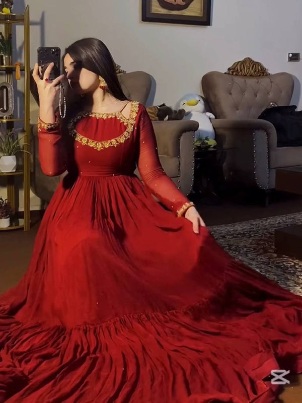 Heavy Faux Georgette Anarkali Gown Suit Set