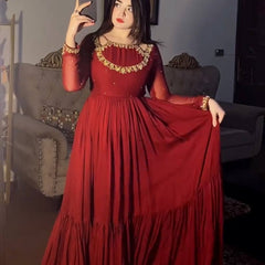 Heavy Faux Georgette Anarkali Gown Suit Set
