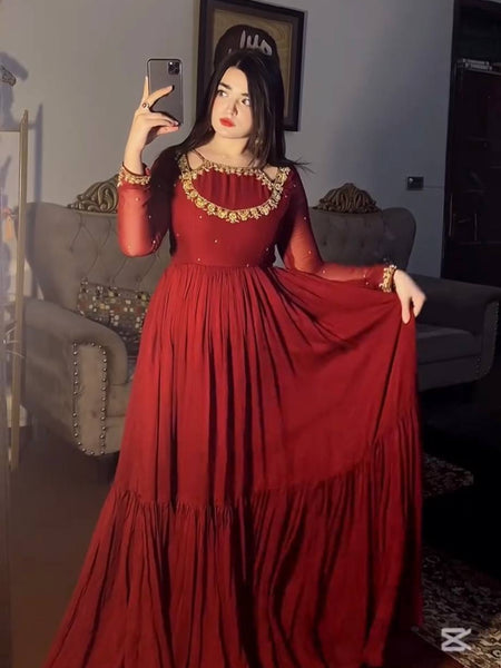 Heavy Faux Georgette Anarkali Gown Suit Set