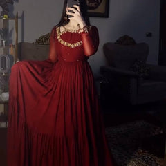 Heavy Faux Georgette Anarkali Gown Suit Set