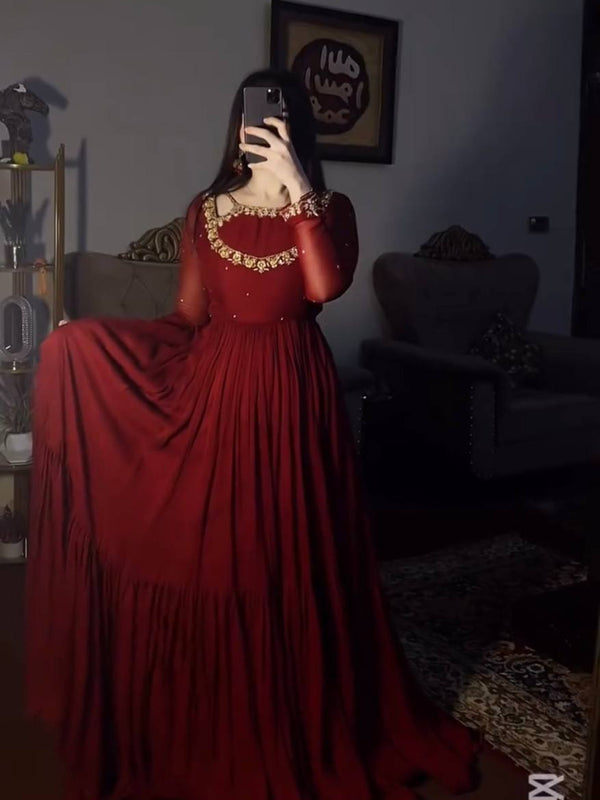 Heavy Faux Georgette Anarkali Gown Suit Set