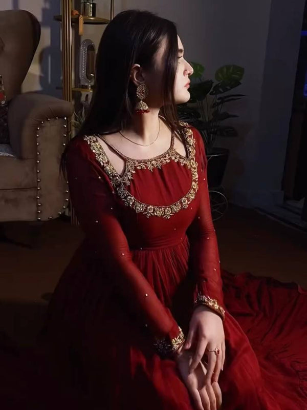 Heavy Faux Georgette Anarkali Gown Suit Set