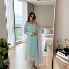 Heavy Faux Georgette Palazzo Suit Set