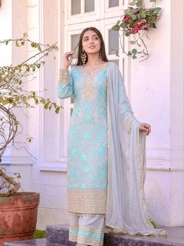 Heavy Faux Georgette Palazzo Suit Set