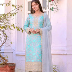 Heavy Faux Georgette Palazzo Suit Set