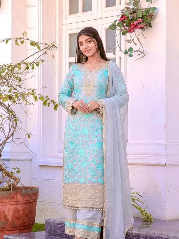 Heavy Faux Georgette Palazzo Suit Set