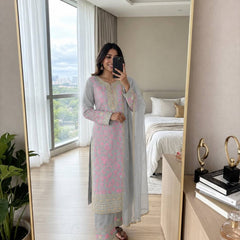Heavy Faux Georgette Palazzo Suit Set
