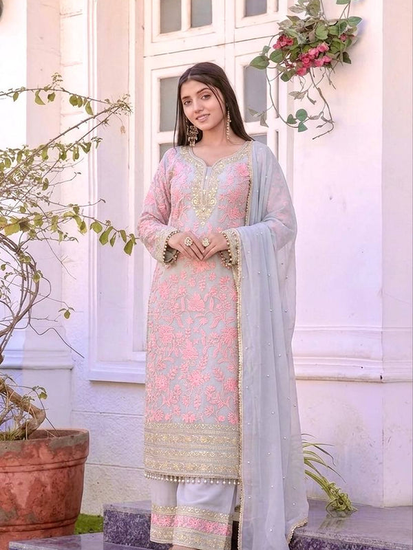 Heavy Faux Georgette Palazzo Suit Set