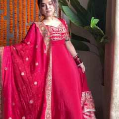 Heavy Natural Crep Silk With 5Mm Sequence And Heavy Embroidery Work Anarkali Suit