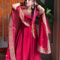 Heavy Natural Crep Silk With 5Mm Sequence And Heavy Embroidery Work Anarkali Suit