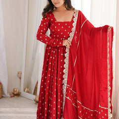 Heavy Chinon Silk With Sequence and Zari Embroidery Work Anarkali Suit