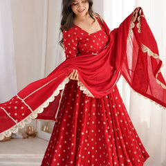 Heavy Chinon Silk With Sequence and Zari Embroidery Work Anarkali Suit