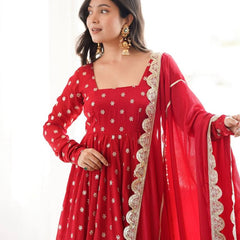 Heavy Chinon Silk With Sequence and Zari Embroidery Work Anarkali Suit