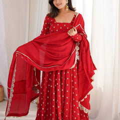 Heavy Chinon Silk With Sequence and Zari Embroidery Work Anarkali Suit