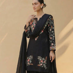 Heavy Roman Silk With Embroidery Work Suit Set