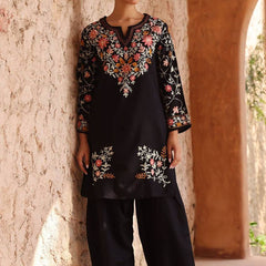 Heavy Roman Silk With Embroidery Work Suit Set