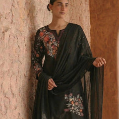 Heavy Roman Silk With Embroidery Work Suit Set
