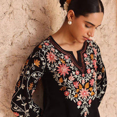 Heavy Roman Silk With Embroidery Work Suit Set