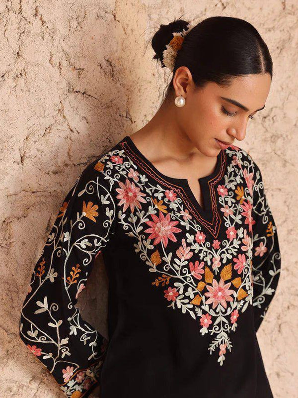 Heavy Roman Silk With Embroidery Work Suit Set