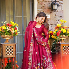 Tabby Organza With Bids Hand Work and Embroidery Work Anarkali Suit