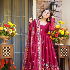 Tabby Organza With Bids Hand Work and Embroidery Work Anarkali Suit