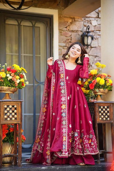 Tabby Organza With Bids Hand Work and Embroidery Work Anarkali Suit
