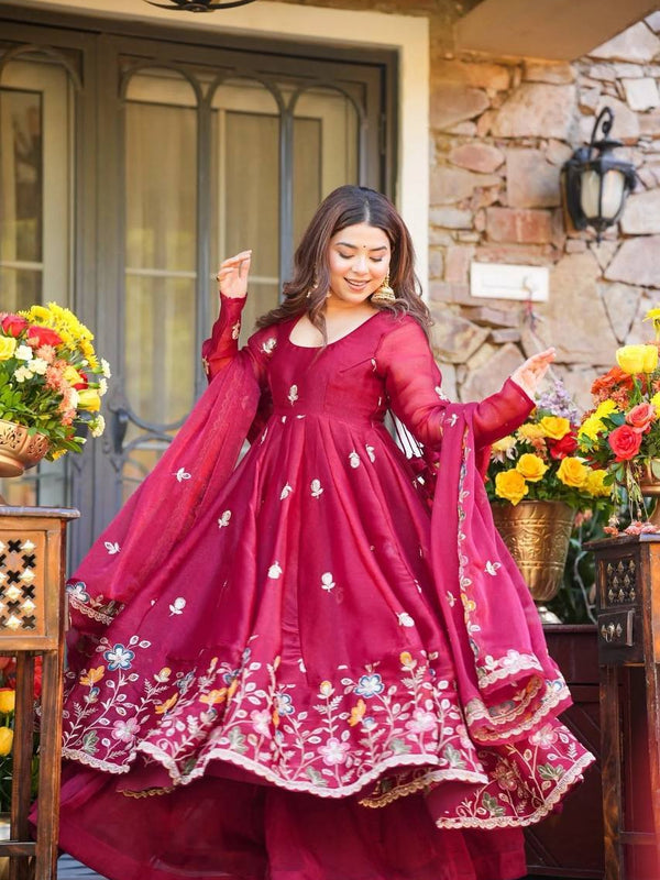Tabby Organza With Bids Hand Work and Embroidery Work Anarkali Suit