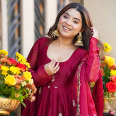 Tabby Organza With Bids Hand Work and Embroidery Work Anarkali Suit