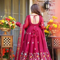 Tabby Organza With Bids Hand Work and Embroidery Work Anarkali Suit
