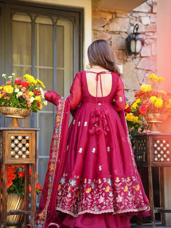 Tabby Organza With Bids Hand Work and Embroidery Work Anarkali Suit