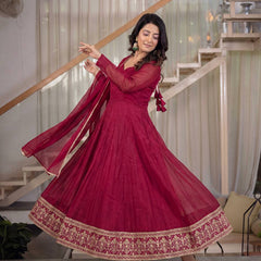 Heavy Crunchy Silk Anarkali Suit