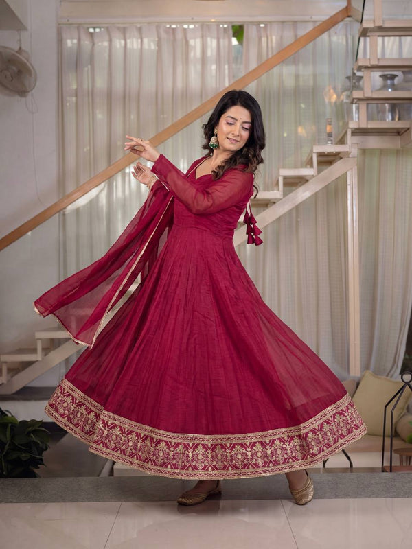 Heavy Crunchy Silk Anarkali Suit