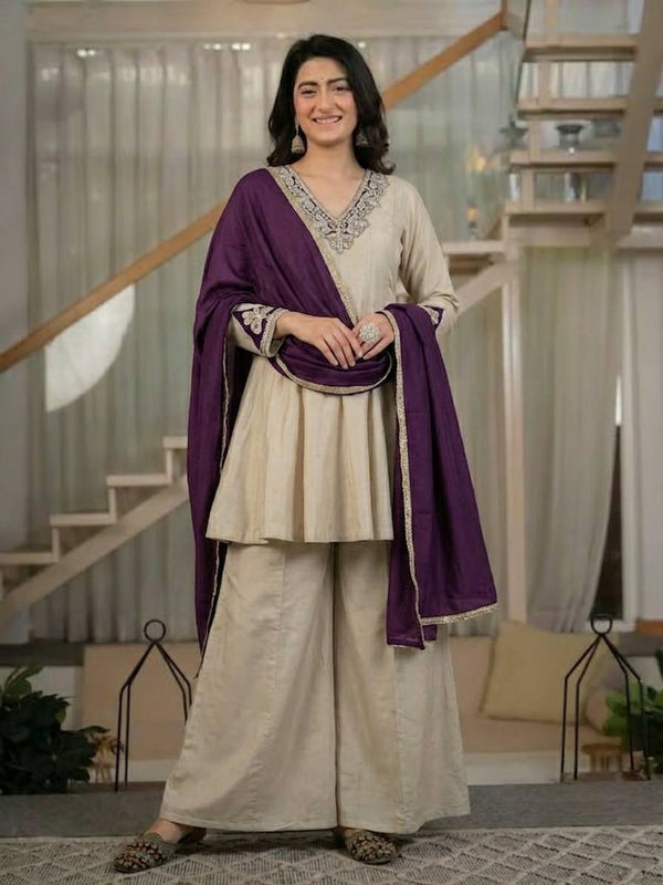 Designer Party Wear Look Top , Sharara Plazzo and Dupatta