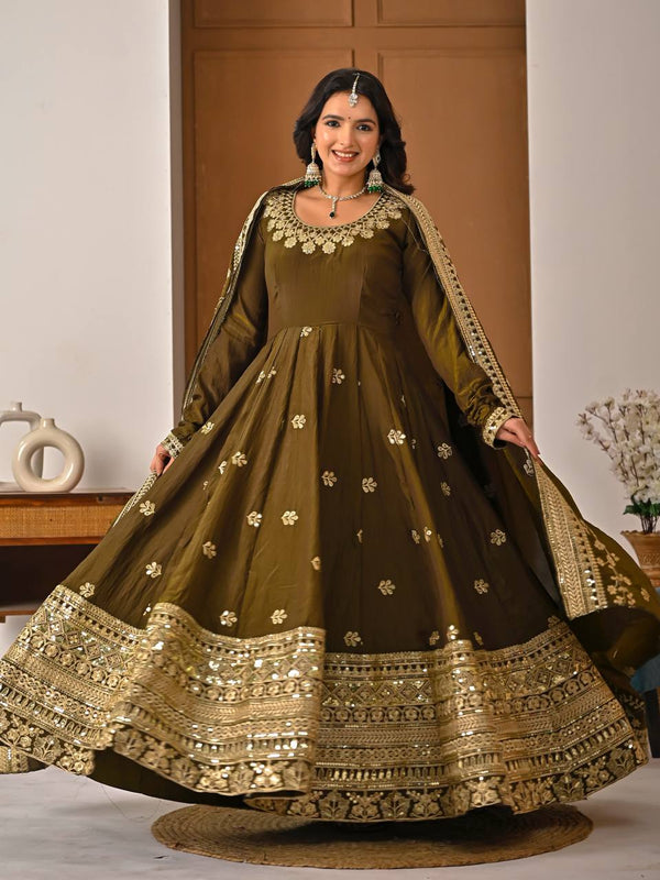 Heavy NC Vichitra Silk Anarkali Suit