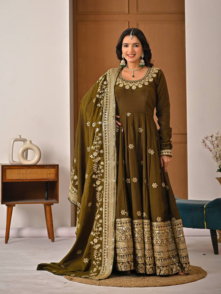 Heavy NC Vichitra Silk Anarkali Suit