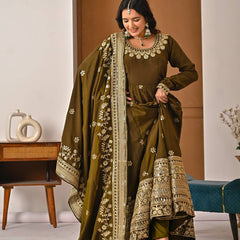 Heavy NC Vichitra Silk Anarkali Suit
