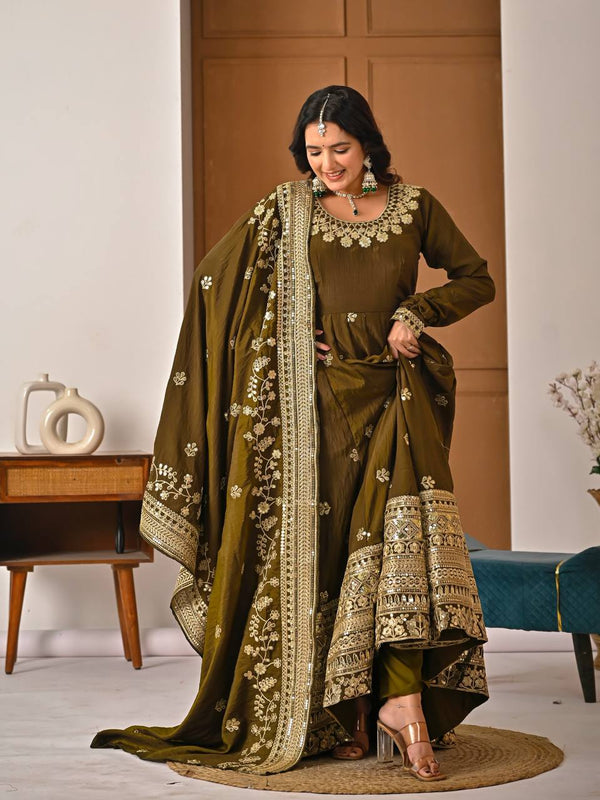 Heavy NC Vichitra Silk Anarkali Suit