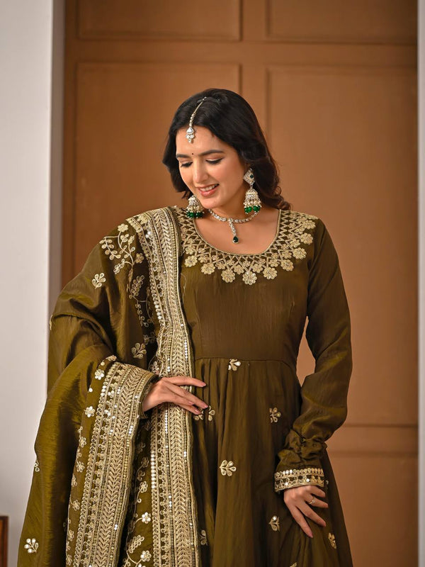 Heavy NC Vichitra Silk Anarkali Suit