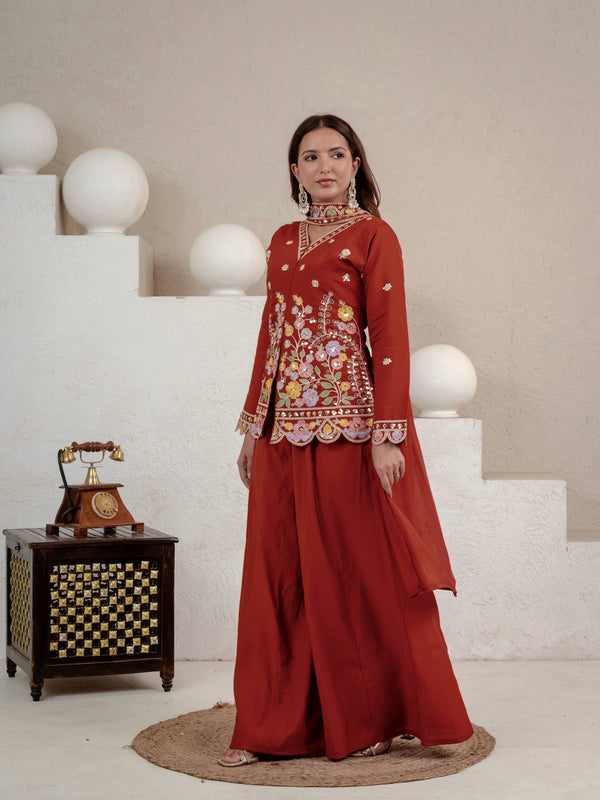 New Designer Party Wear Look Top , Sharara Plazzo and Dupatta, New Fancy Style